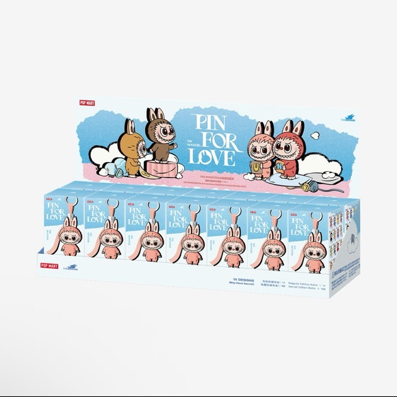 NIB Authentic Pop Mart Pin For Love Confirmed O Labubu Vinyl Pendant Blue - Picture 7 of 7